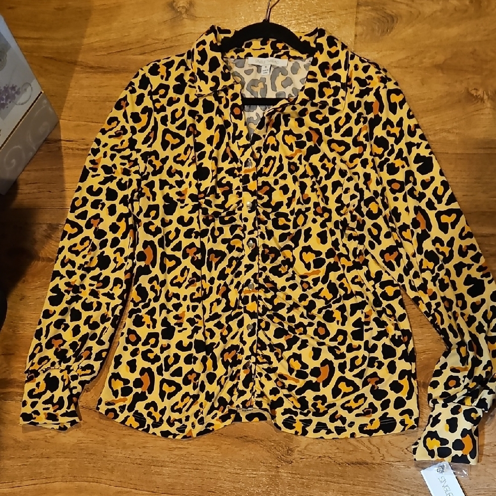 NWT Single Thread Leopard Print Blouse Size XL